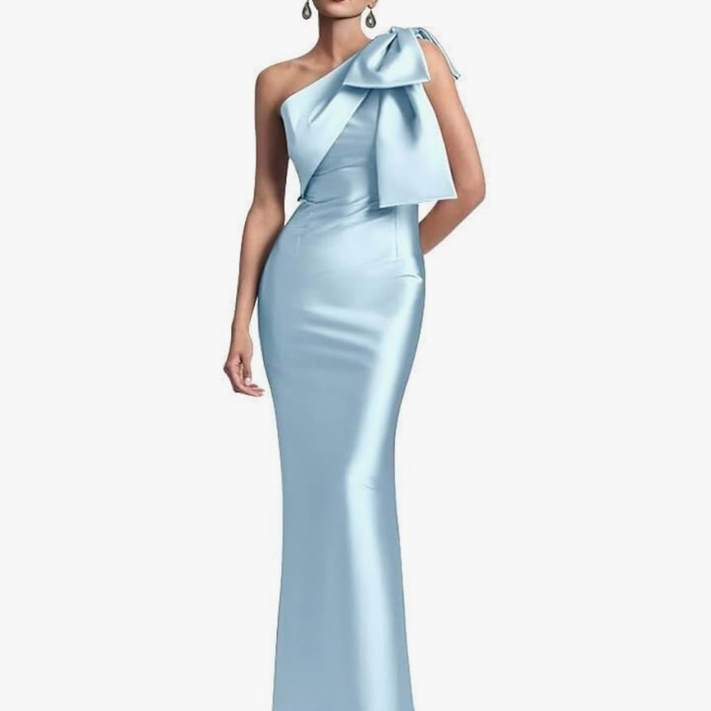 Elegant One-Shoulder Blue Dress